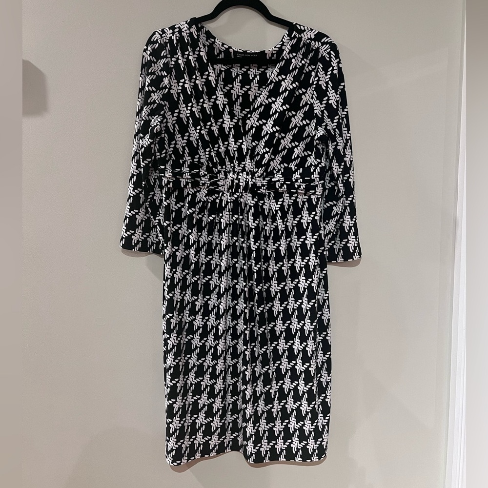 Jones New York Black and White Long Sleeve Dress